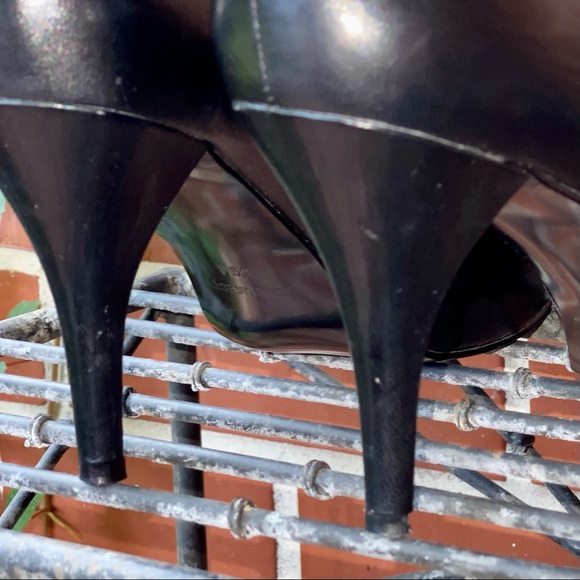 NINE WEST | Genuine Leather | KELSYO| Black Stiletto Peep Toe Heels - Picture 5 of 6